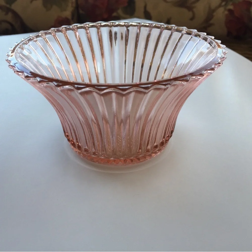 Vtg. Anchor Hocking Queen Mary Pink Depression Glass Bowl or Custard Cup  (2)